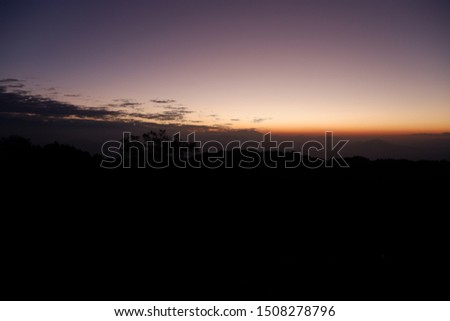 Sunrise with view of mountains and nature in Nagarkot, Nepal