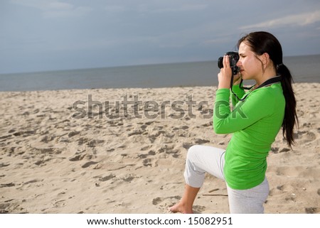 attractive brunette woman on the beach