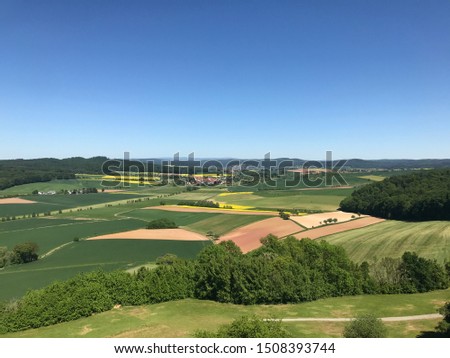 View of forests and fields in Germany