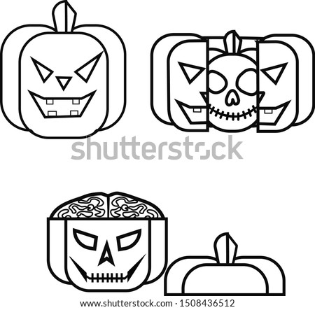 Jack-o-lantern line icon. Halloween decoration vector illustration isolated on white. Jack Lantern outline design style designed for websites and applications.