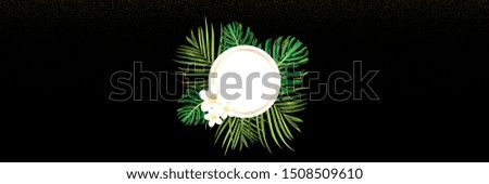 Tropical beach. Floral jungle palm background. Vector tropic illustration. Green tropical beach banner