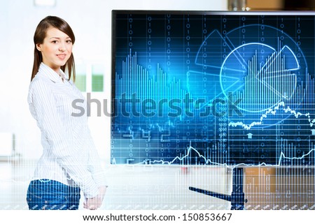 Image of young woman making presentation on screen