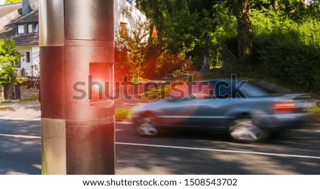 Speed camera on the side walk in a german town