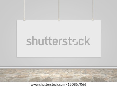Blank banner hanging on wall. Place for text