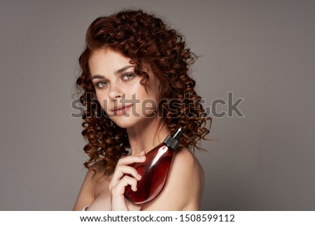 Beautiful curly hair woman shampoo hairstyle beauty model