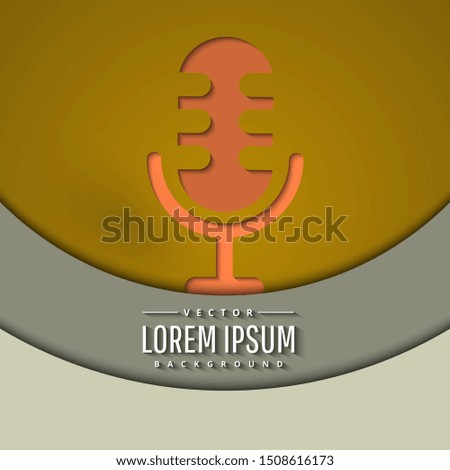  Retro microphone. paper cut style.Art design layout template for infographic, business presentations, flyers, posters.