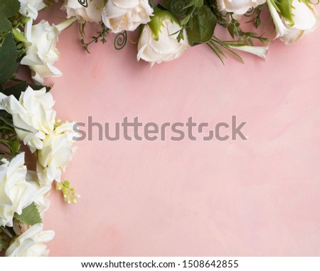 White roses frame with copy space