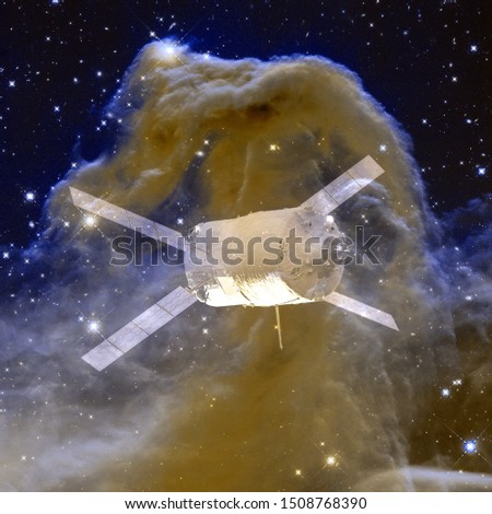 Space shuttle. Infinite space background with nebulas and stars. Elements of this image furnished by NASA