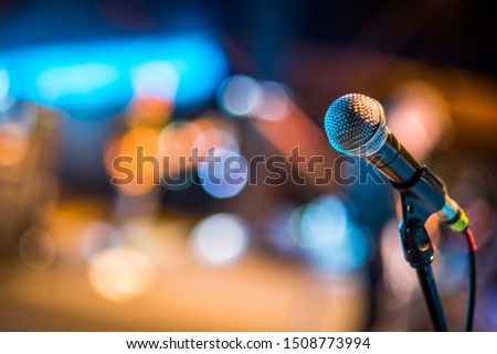 Close-up of classic microphone at concert