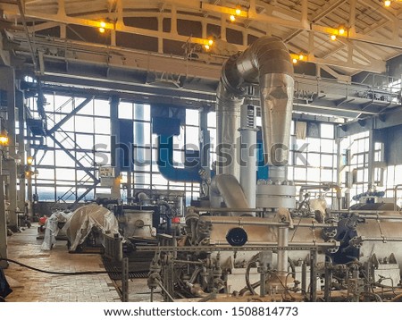 chemical plant inside. territory of the enterprise. Production requiring repair. sewage treatment plant. chemical production