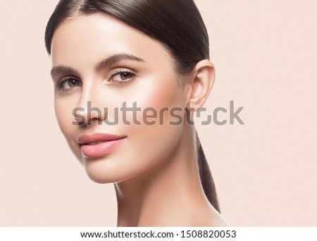 Beauty skin woman healthy hair and skin care concept over pink background 