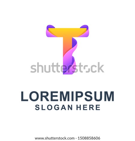 Colorful Abstract Letter T Logo Premium