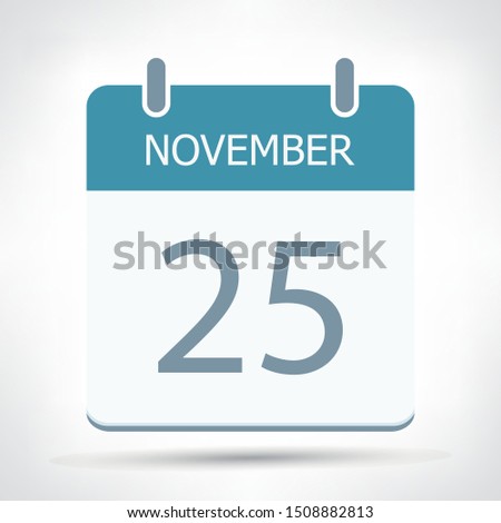 November 25 - Calendar Icon - Calendar flat design template - Business vector illustration.