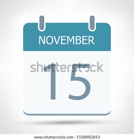 November 15 - Calendar Icon - Calendar flat design template - Business vector illustration.