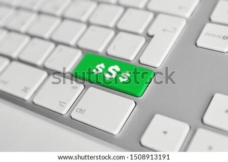 Dollar sign on computer keyboard button