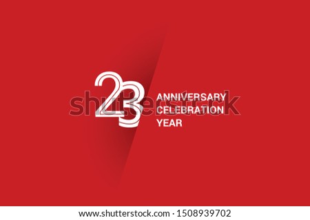 23 year anniversary, minimalist year logo jubilee, greeting card. Birthday invitation. White space vector illustration on Red background - Vector