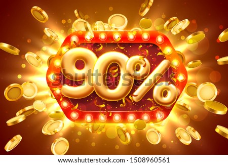 Sale 90 off ballon number on the red background. Vector illustration