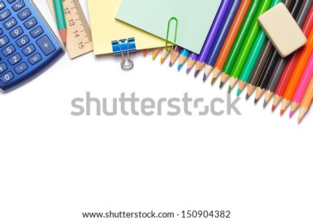  School accessories on a white background