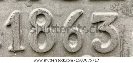 The year 1863 taken from a cast-iron inscription painted in grey. Produced at that time Royalty-Free Stock Photo #1509095717