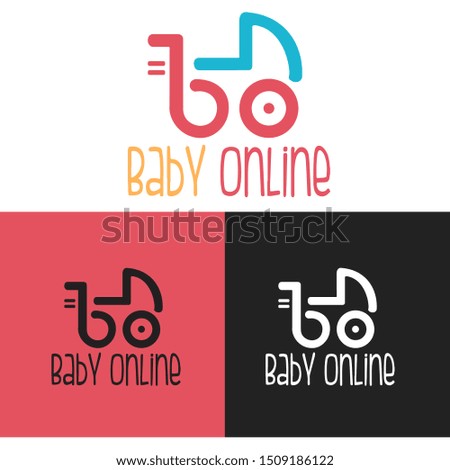 Vector Logo stroller baby With different Background .Graphic icon symbol for Baby Store. 