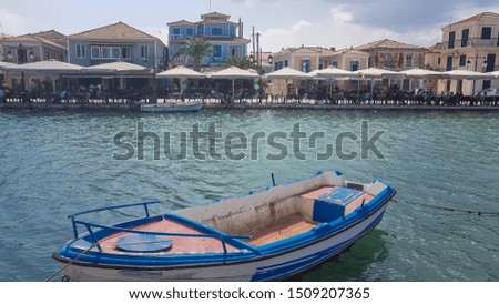 lefkada city sea boats sea background greece