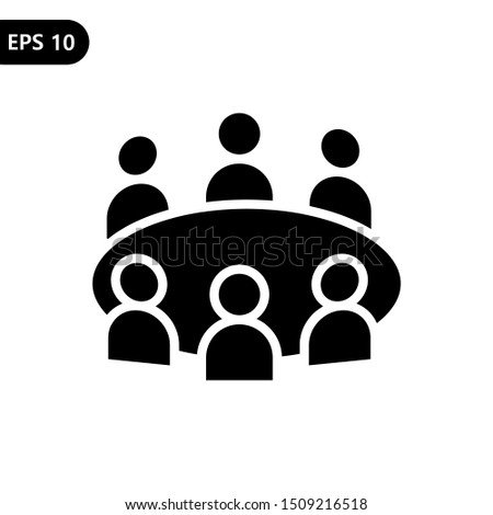 Team business meeting with teamwork and collaboration icon vector illustration logo template. Eps 10