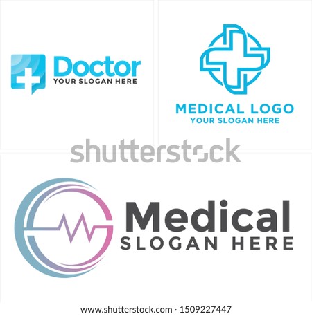 Medical logo with healthy cross circle blue and heartbeat vector suitable for pharmaceutical clinic doctor