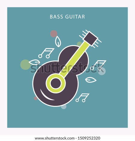 Guitar icon vector, Acoustic musical instrument sign flat design