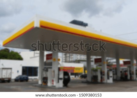 gas station at morning .out of focus.