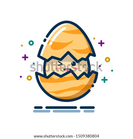 Egg Hatch Illustration with a Smile Expression. Smiling Egg Hatch. The Baby Smiles in a Shell and Winks