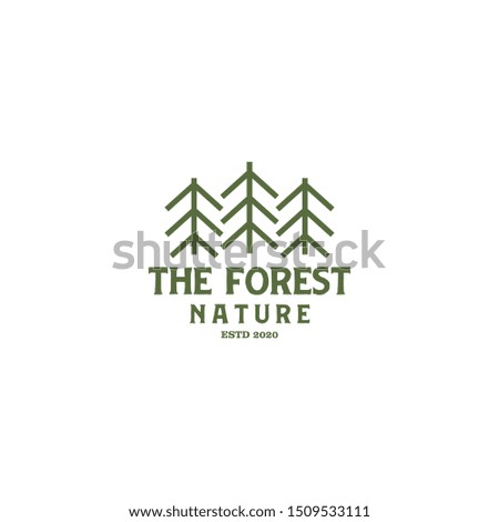 Pine trees spruce cedar nature evergreen environment vintage simple logo design, park outdoor forest wildlife mountain hill element.