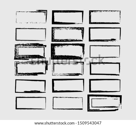 Set of grunge black frames. Borders collections. Collages elements on white background. Vector illustration.