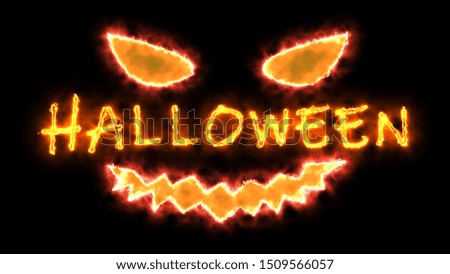 Halloween celebration Font Fire Text and Scary pumpkin face
