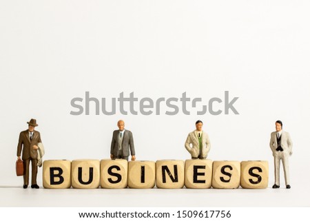 Businessman model business man with the word business on white background To be used in the business image assembly
