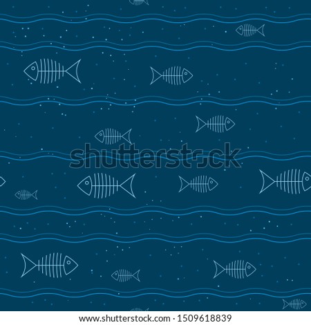 Seamless pattern, fish skeletons on a color background