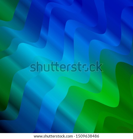 Light Blue, Green vector pattern with curves. Brand new colorful illustration with bent lines. Template for cellphones.
