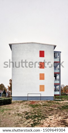 Soccer goal on a house wall in a city in Germany.