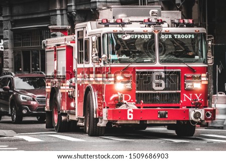 Firetruck in New York City. Royalty-Free Stock Photo #1509686903