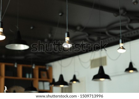 Modern interior of cafe, retsoran. In black and white. Modern kitchen. Interior details.