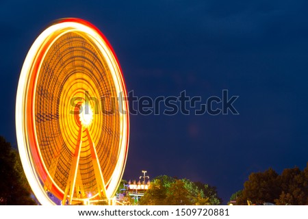 Ferris wheel in a long exposure shot.