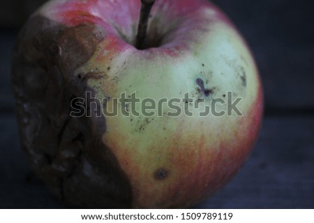
rotten apple on the table