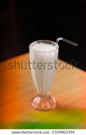 iced mochaccino on wood table 