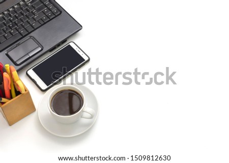 modern office accessories on white background