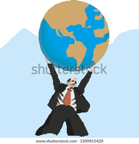 Businessman holding a globe vector illustration of world