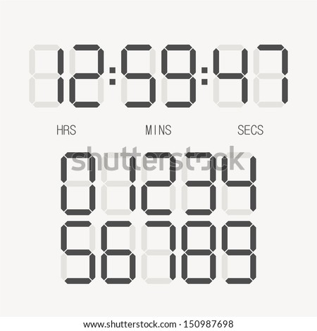 Digital clock & number set Royalty-Free Stock Photo #150987698