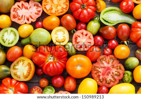 colorful tomatoes Royalty-Free Stock Photo #150989213