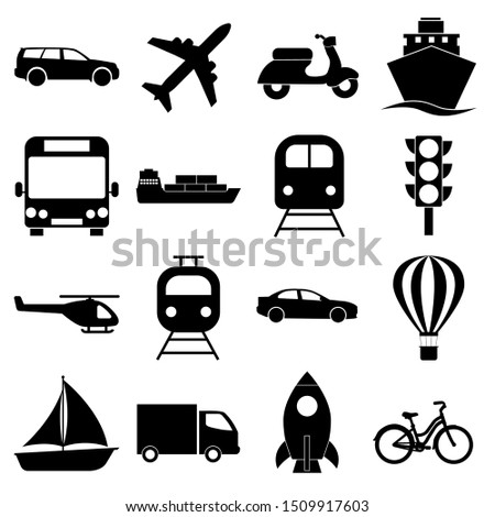 Transport set icon, logo isolated on white background