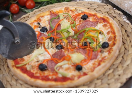 Italian food pizza with tomato and chess