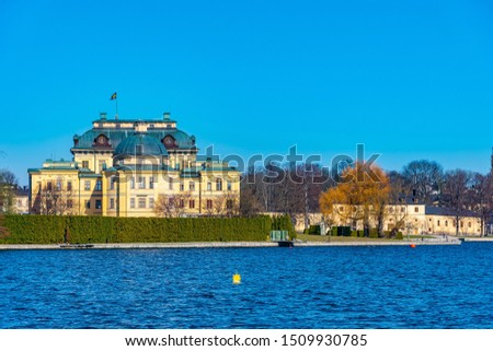 Drottningholm Palace viewed from lake Malaren in Sweden