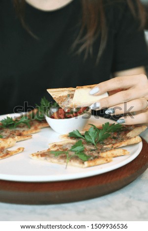 Turkish pizza - Turkish pide with minced meat, meat and cheese